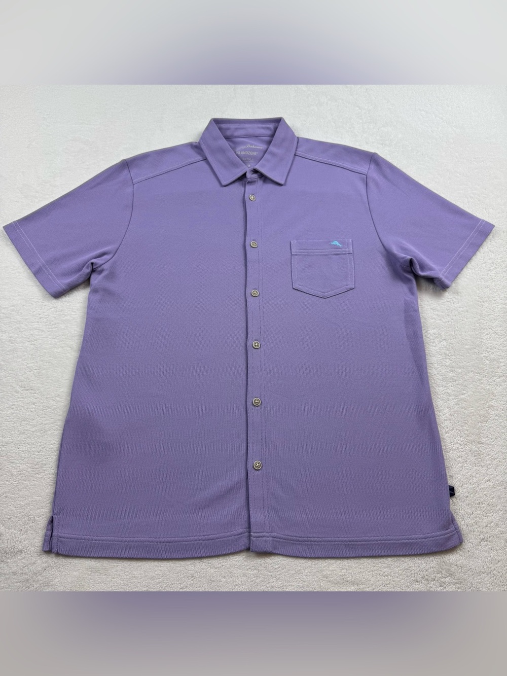 Tommy Bahama emfielder islanZone knit camp shirt men’s size M lavender supima